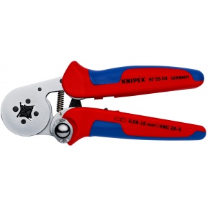KNIPEX 97 55 04 clește de sertizat ferule, cu autoreglaj cu introducere laterală cu manşoane multicomponent cromat 180 mm