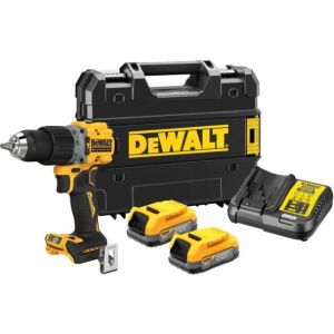 Masina compacta de insurubat si gaurit cu percutie DeWalt DCD805E2T, cu 2 acumulatori POWERSTACK 18V / 1,7Ah si incarcator in valiza TSTAK