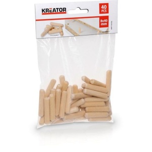 Set 40 bucati cepuri de lemn Kreator KRT110102, 8X40 mm