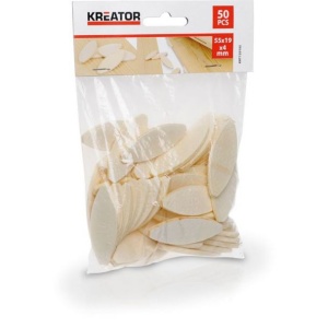 Set 50 bucati biscuiti lemn Kreator KRT120105, 55X19X4 mm