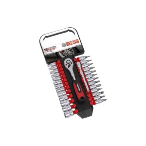 Set chei tubulare 28 piese cu clichet Kreator KRT500115, prindere patrat 1/4", 4-14 mm