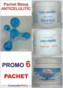 PROMO6 - Crema si Gel THERMO Anticelulitic Cosmedic + Crema COLAGEN + Aparat Masaj Tetrapod