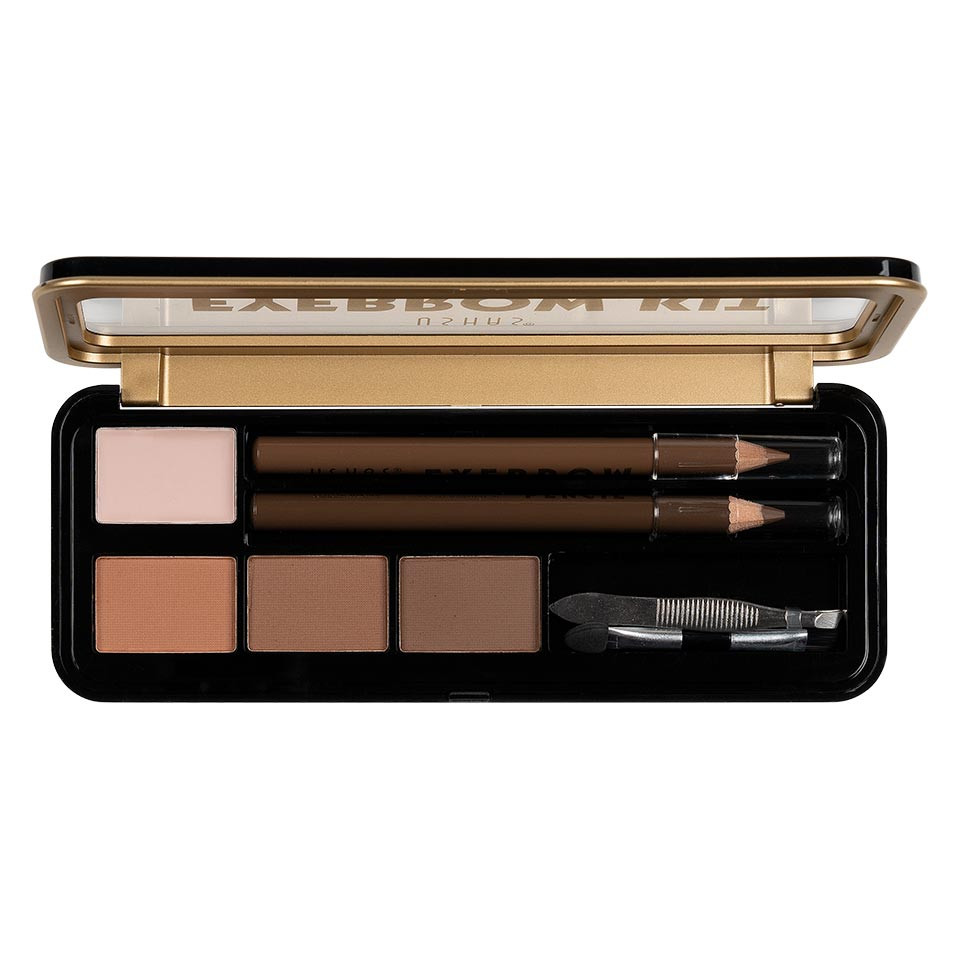 Kit Sprancene Mega Palette Brow Ushas #01 - Fard, creioane, penseta si pensula aplicare