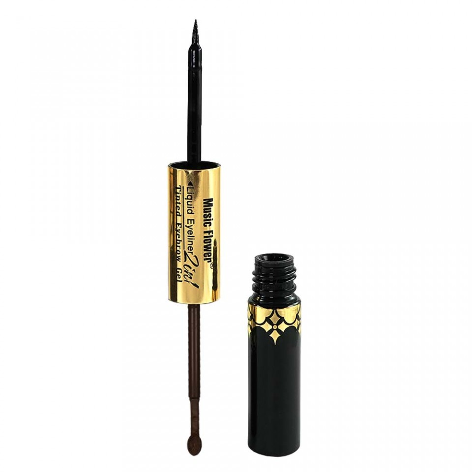 Eyeliner Lichid 2 in 1 cu gel de sprancene Music Flower #03