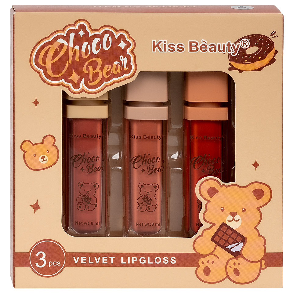 Set 3 Rujuri Lichide Mate Choco Bear Kiss Beauty Velvet Lipgloss A pensulemachiaj.ro imagine 2022