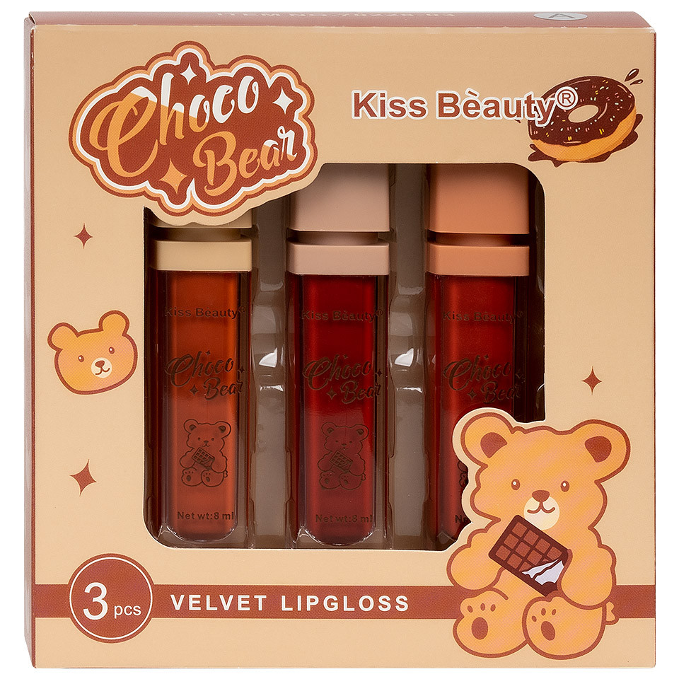 Set 3 Rujuri Lichide Mate Choco Bear Kiss Beauty Velvet Lipgloss B pensulemachiaj.ro imagine 2022