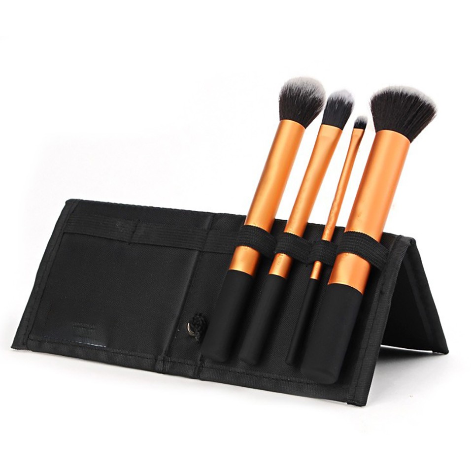 Set 4 pensule machiaj profesionale - Black Orange Collection + Borseta Cadou