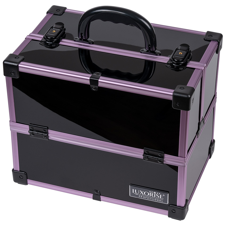 Geanta Makeup din Aluminiu, Black Case Mauve - LUXORISE