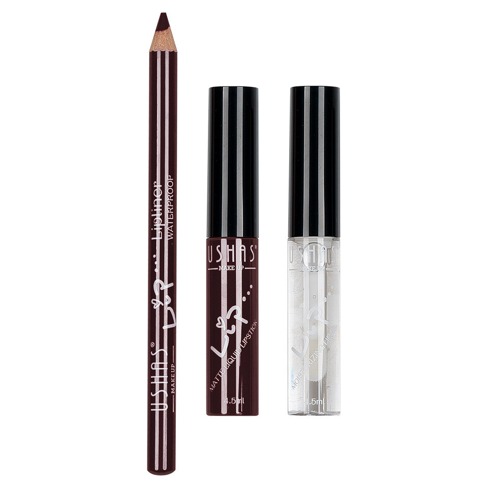 Set Ruj Lichid Mat, Lipgloss, Contur buze Ushas Amour #06