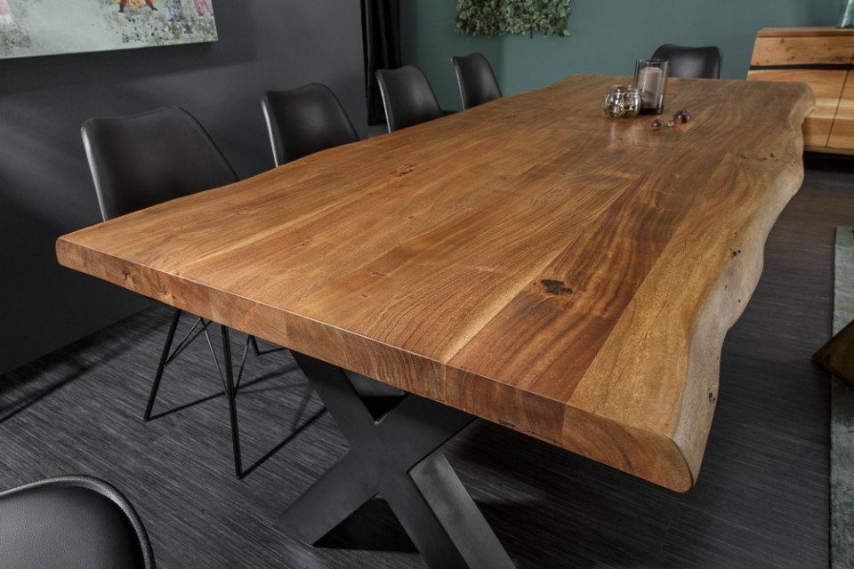 Massieve Boomstam Eettafel MAMMUT NATURE 240 Cm Acacia 6 Cm Tafelblad massieve-boomstam-eettafel-mammut-nature-240-cm-acacia-6-cm-tafelblad