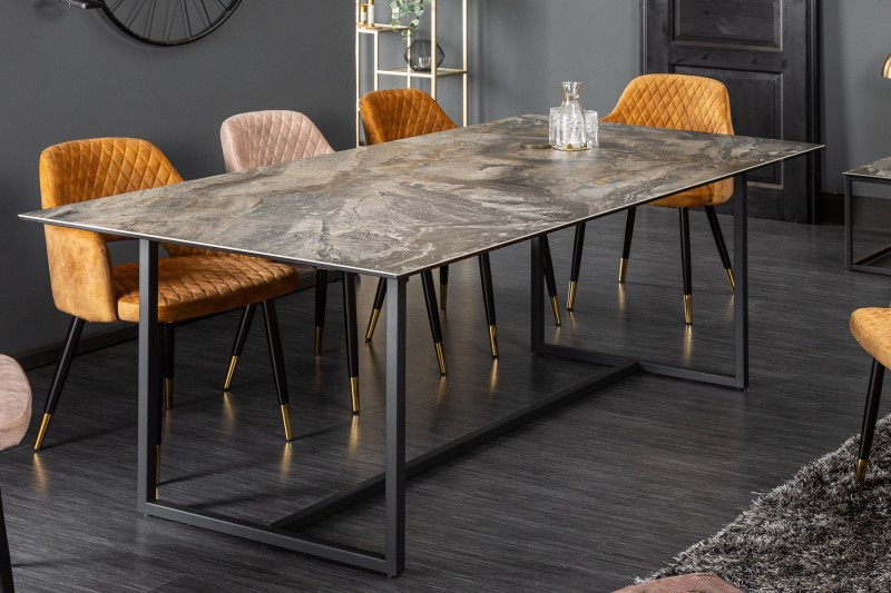 dronken studie Elke week Eettafel keramiek taupe marmerlook 200cm