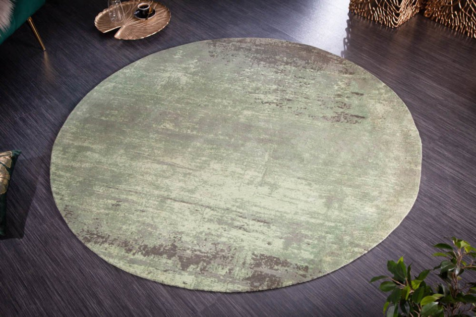 stem toediening Registratie Rond Trendy Vintage vloerkleed 150 cm groen gewassen used look