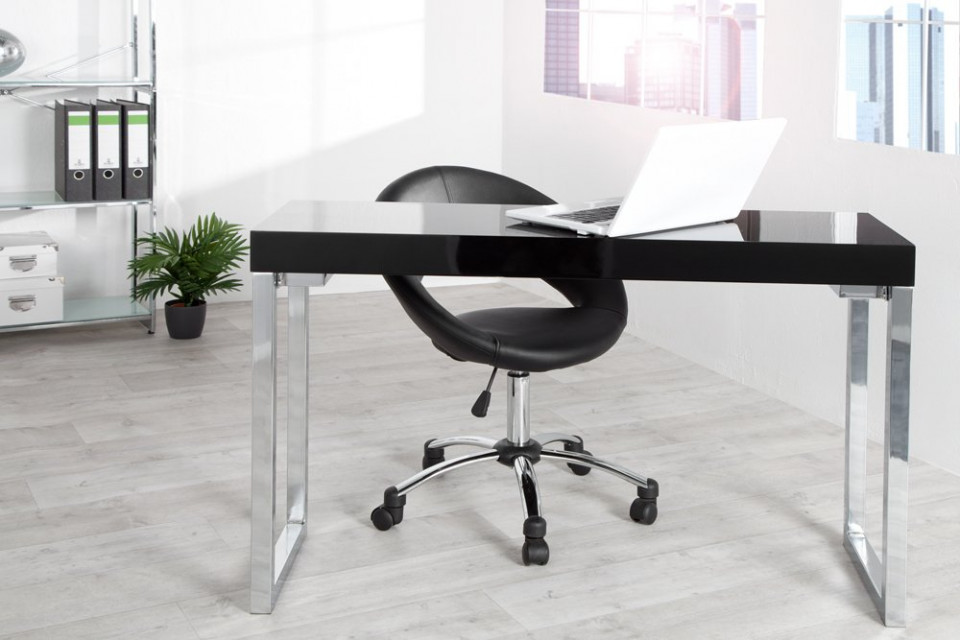 gunstig Oh verteren Bureau hoogglans zwart 120 cm