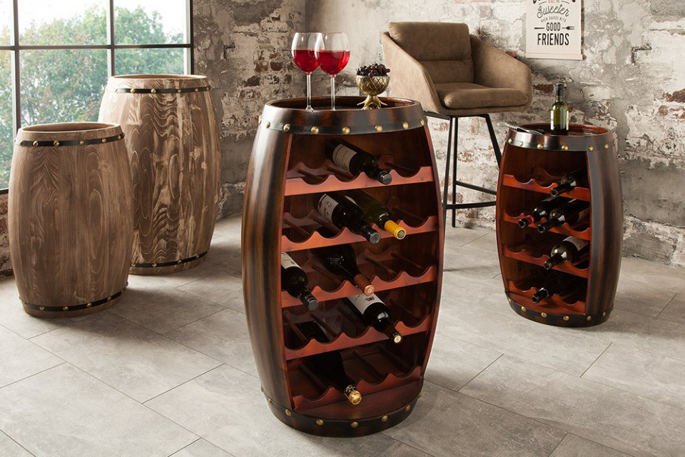 bungeejumpen Chaise longue Handig Wijnvat Authentiek wijnrek zoals Tafel 80cm koloniale stijl