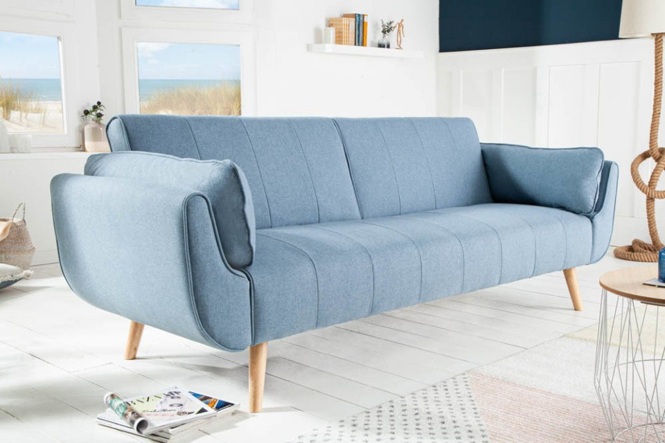 Encommium eetlust onderwerp Scandinavisch Design slaapbank 215cm lichtblauw bed functie 3-zits bank