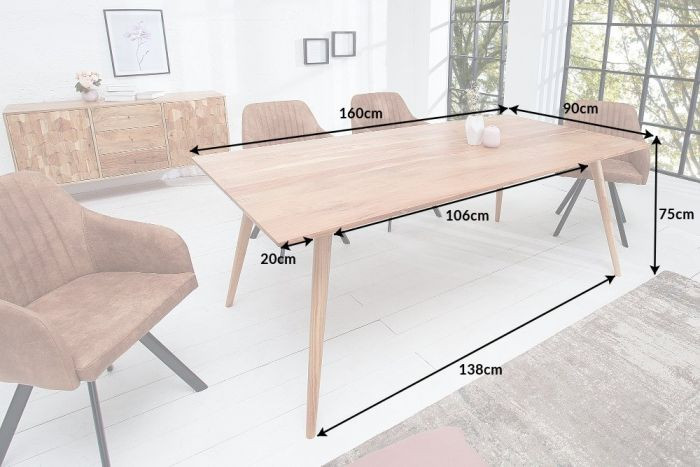 Massieve Eettafel Mystic Living Cm Acacia Naturel Massief Hout