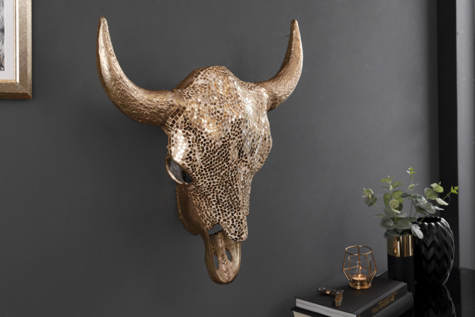 Verzorgen elk Nylon Elegante stierenkop matador 56 cm goud met mozaïek decoratie wanddecoratie