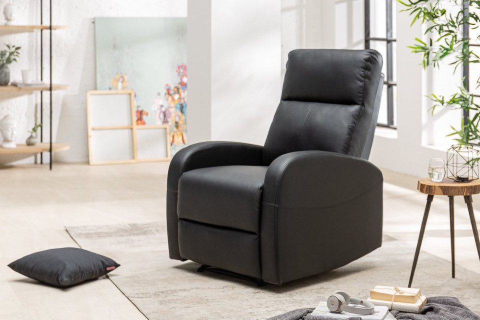 Slang iets consumptie Moderne relax fauteuil HOLLYWOOD II zwarte tv fauteuil met ligfunctie