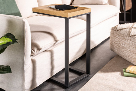 Design Bijzettafel zoals Laptoptafel 45 cm eiken look bijzettafel zwart frame
