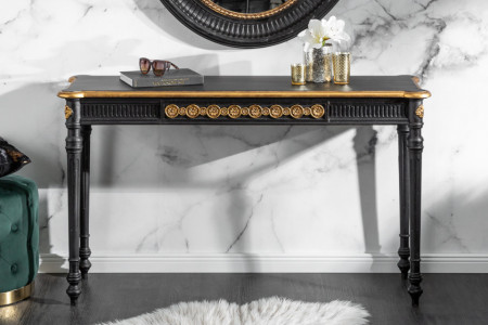Elegante consoletafel VENICE 125 cm zwart goud massief hout
