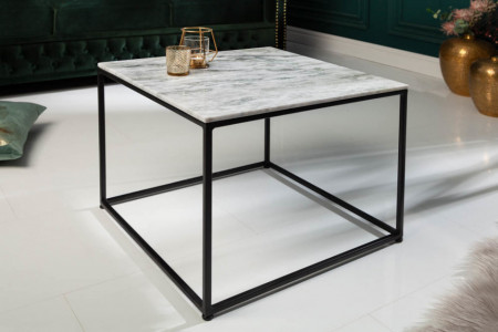 Elegante salontafel ELEMENTS 50cm wit met een gepolijst marmeren blad