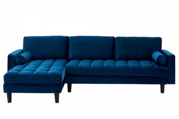Extravagante Chesterfield-ontwerp hoekbank met 3 plaatsen COSY VELVET donkerblauwe fluwelen kernzithoek