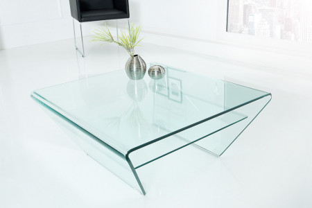 passage Minder Piepen Moderne vierkant glazen transparant salontafel FANTOME 70 cm