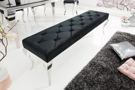 Elegante bank MODERN BAROK 172 cm zwart fluweel roestvrij staal