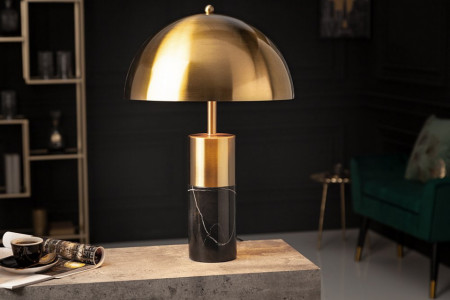 Bemiddelen Pompeii ontsnappen Elegante tafellamp QUE 52cm goud zwart met marmeren voet