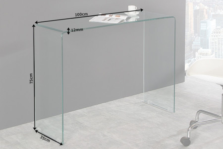 mooi zo Justitie Uitstekend Moderne Design Glazen bureau zoals sidetable 100 cm volledig transparant  glas