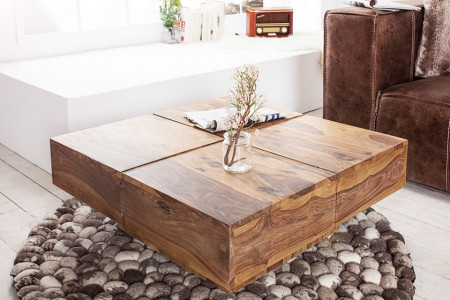 knecht Reserveren Leerling Solide design vierkant salontafel Sheesham hout 80 cm