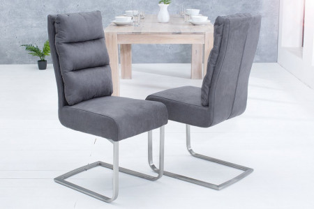 Design sledestoel COMFORT vintage grijs met RVS frame