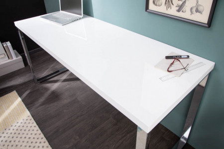 Perth Blackborough Rechtsaf ruw Modern hoogglans wit bureau140 cm witte hoogglans studietafel