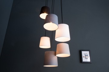 Moderne hanglamp LEVELS IV met 6 linnen parasols