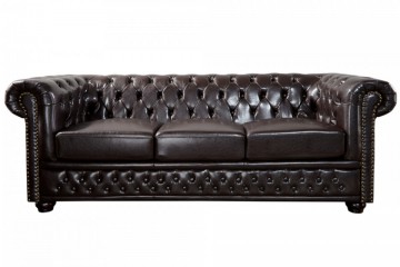 Nobele Chesterfield 3-zits bank coffee bruine knoop stiksels 210cm