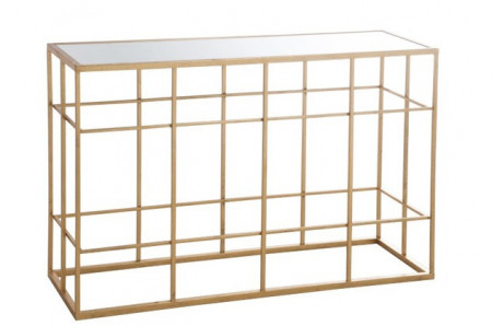 Console Metaal goud 120 cm gespiegelde glas