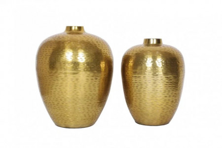 Elegante vazen set van 2 ORIENTAL 31 cm goud in Rice Hammerschlag Design