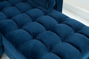 Extravagante Chesterfield-ontwerp hoekbank met 3 plaatsen COSY VELVET donkerblauwe fluwelen kernzithoek