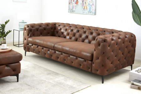 Elegante Chesterfield 3-zits bank MODERN BAROK 235 cm antiek bruin