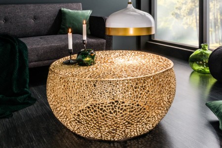 Filigraan design salontafel Leaf 80cm goud handgemaakt