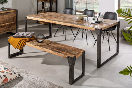 Industrieel Eettafel Massief mangohout industrieel design eettafel 160 cm