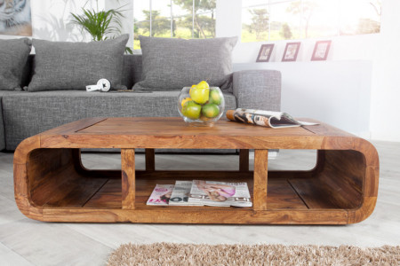 Massieve salontafel Curf 100 cm Sheesham Wood Stone Finish TV-Lowboard