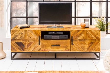 Massive TV-Board 160 cm Mango Wood industrieel ontwerp