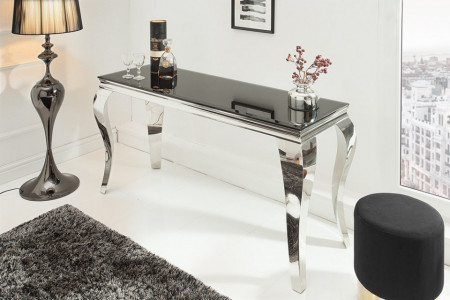 variabel satire Betasten Moderne Sidetable console tafel MODERN BAROK 140 cm zwart roestvrij staal  opaal glazen tafelblad