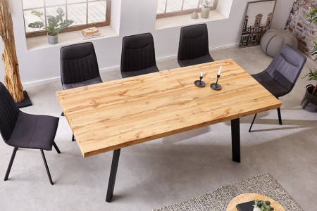 krom onderdelen ambitie Uitschuifbaar Design eettafel 160-200 cm eiken look Blad dikte 5 cm