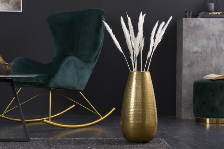 Elegante vaas ORIENT 50cm goud in gehamerd rasterpatroon