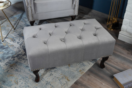 Hocker zilver grijs gecapitonneerd 80cm fluweel stof