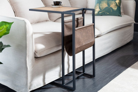 Industriële Bijzettafel zoals Laptoptafel 48 cm eiken look bijzettafel met plank