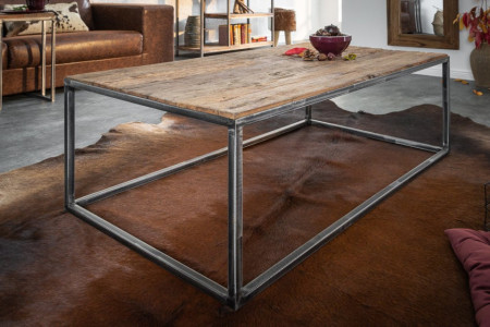 Industriële salontafel BARRACUDA 110 cm salwood met gespikkelde poten