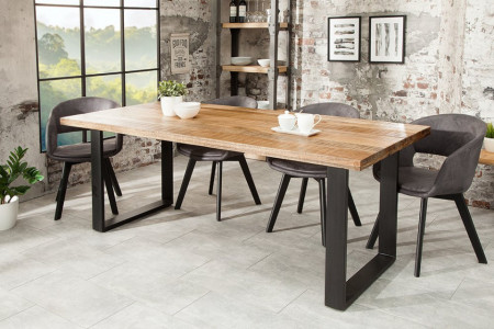 Massieve eettafel 200cm mangohout ijzer industrieel design